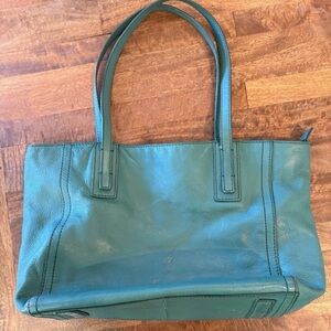 Fossil Green Leather Emma Tote Bag Purse Shoulder Bag - No Charm